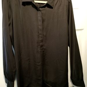 Black long sleeve blouse with string belt
